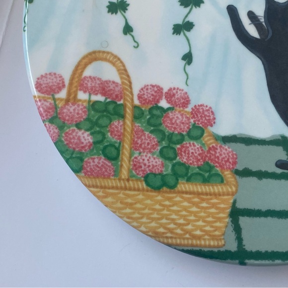 MEBEL Black Cat Trivet Made In Italy Melamine 7.75” EUC Flowers Plants Tray Dish - Picture 5 of 15